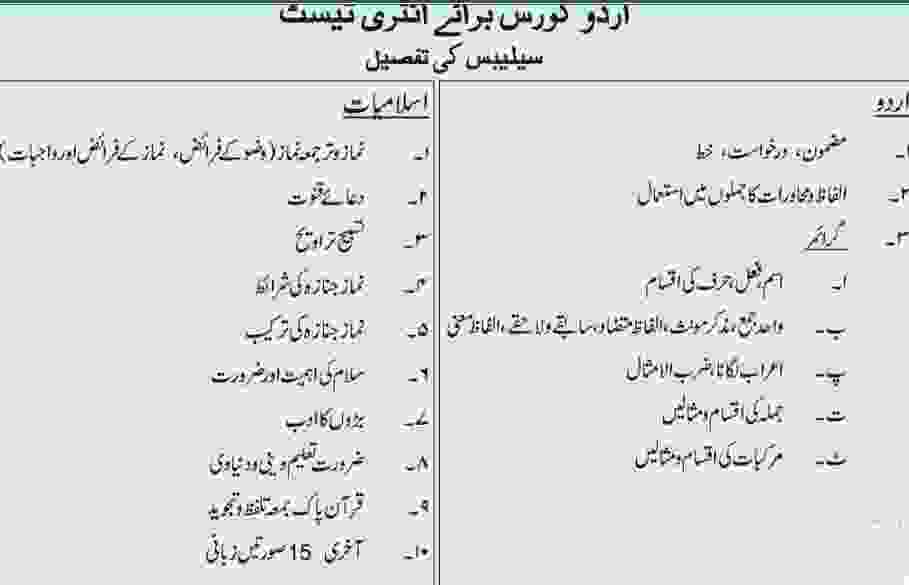 Syllabus Urdu and Isamiyat compressed